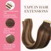 Tape in Human Hair Extensions Chocolate Brown to Caramel Blonde #T(4/27)4 Seamless Straight Remy Human Hair Extensions 50g 20pcs