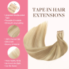 Tape in Human Hair Extensions Dark Blonde Highlighted Bleach Blonde#18/613 Seamless Straight Remy Human Hair Extensions 50g 20pcs