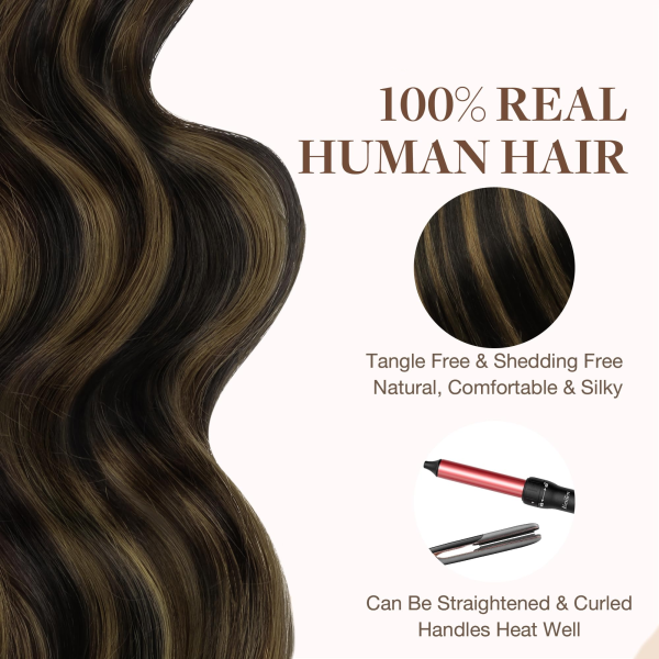 Tape in Human Hair Extensions Balayage Natural Black Highlighted Chestnut Brown#1B/6/1B Seamless Straight Remy Human Hair Extensions 50g 20pcs