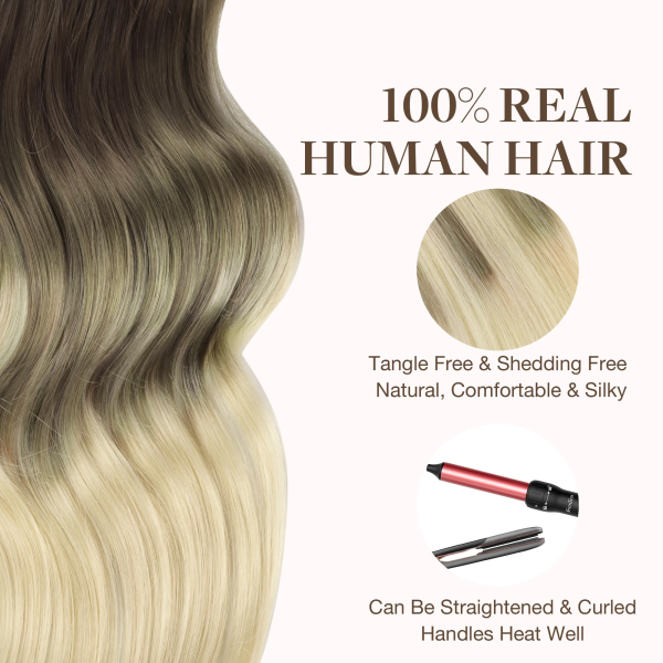 Tape in Human Hair Extensions Ombre Ash Brown to Platinum Blonde#T9/60 Seamless Straight Remy Human Hair Extensions 50g 20pcs